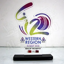 UV Printed Transparen Acrylic Sport Shield with Acrylic Base