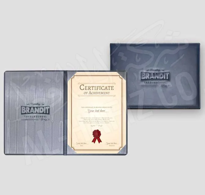  Leather Certificate Holder - Glossy Grey 