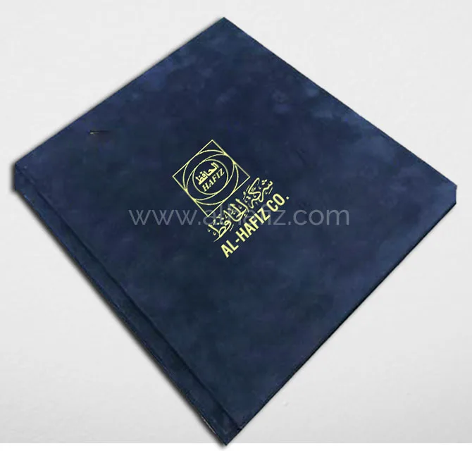 Navy Velvet Box File with Gold Foil Logo