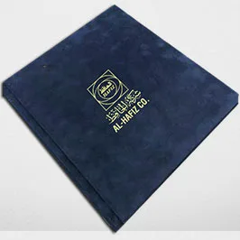 Navy Velvet Box File with Gold Foil Logo