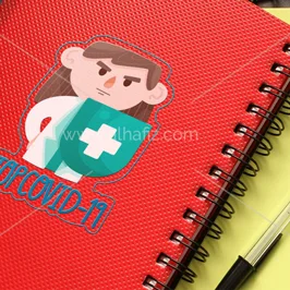 Red Wire Bound Notebook – COVID-19 Awareness Print Red Wire Bound Notebook – COVID-19 Awareness Print
