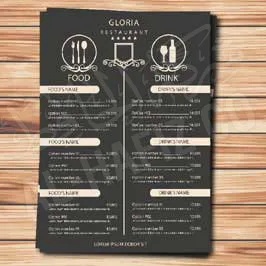  Hotel Menu Card - A4 Laminated  