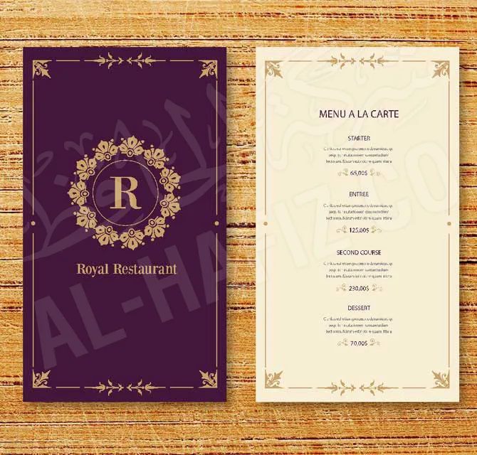 Hotel Menu Card - Hot Foil Stamping