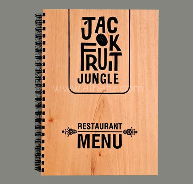 Wood-Look Spiral Bound Restaurant Menu