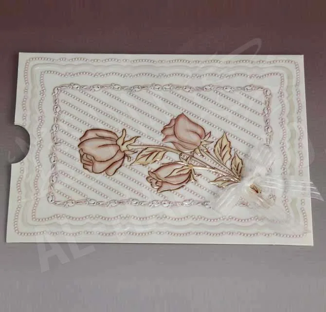 Fancy Invitation Card - White with Roses