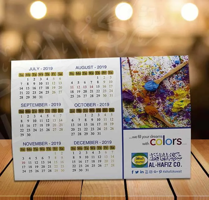 Full Color Digital Printed Table Tent Calendar with Metallic Spot Ink