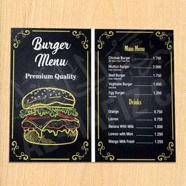 Hotel Menu Digital Printing with Spot Gold and Clear Ink Black