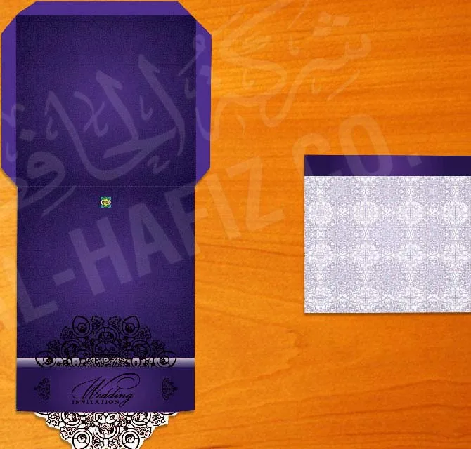 Iridescent Digital Printed Wedding Invitation Card Blue with Metallic Gold & Silver Ink