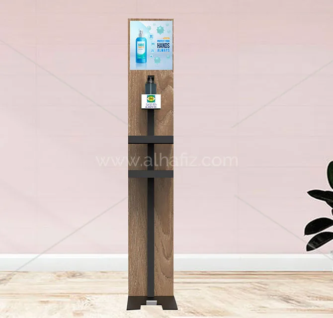 Wooden Sanitizer Floor Stand with Poster Frame