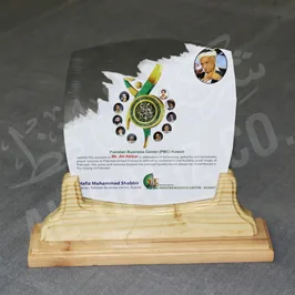 Customize Acrylic Shield With Wooden Base