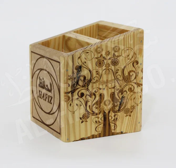Wooden Company Logo Engraved Desk Organizer 