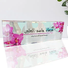Acrylic Desk Name Plate with Floral Print Acrylic Desk Name Plate with Floral Print