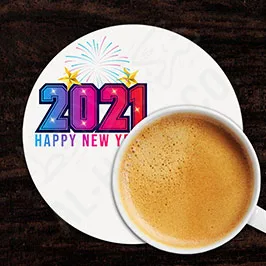 Happy New Year Round Tea Coaster