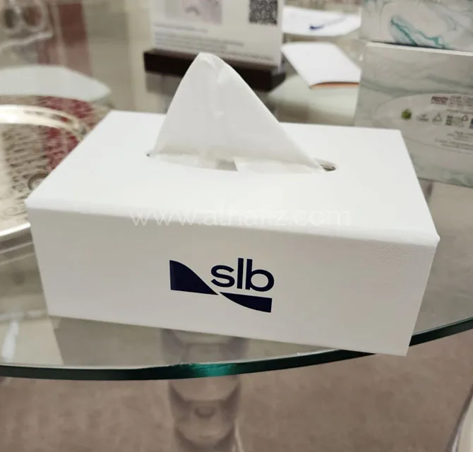 White Acrylic Tissue Box with Logo