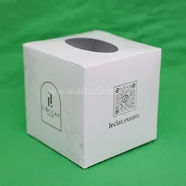 White Cube Tissue Box with Logo & QR