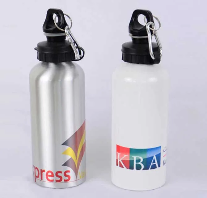 Full Color Printed Water Bottles - White/Silver