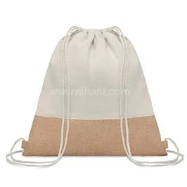 Trige - Grs-certified Recycled Cotton & Jute Drawstring Bag - Natural