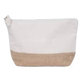 Assens - Grs-certified Recycled Cotton-jute Zipper Pouch - Natural