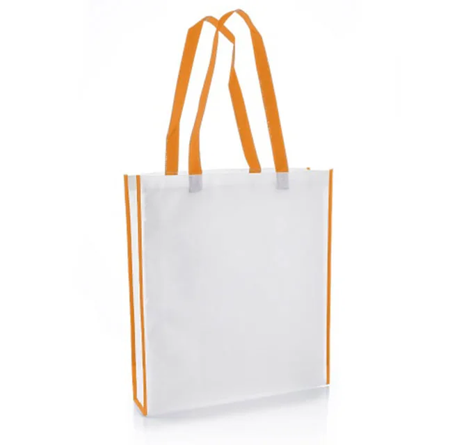 Non-Woven Shopping Bag Vertical White/Orange
