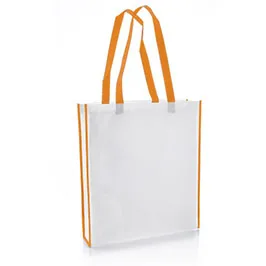 Non-woven Shopping Bag Vertical White/orange