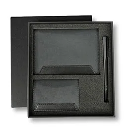 Irta - Executive Set Of Passport Cover, Name Card Holder And Metal Pen - Black