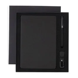 Lenzen - Change Zero Sustainable Gift Set With Refillable Notebook, Pen & Usb Keychain - Black