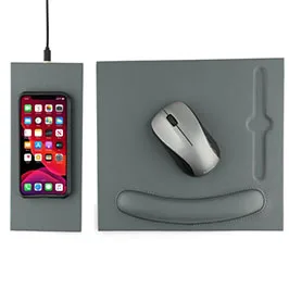 Doberan - @memorii 10w Wireless Charger Pu Mouse Pad - Dark Grey