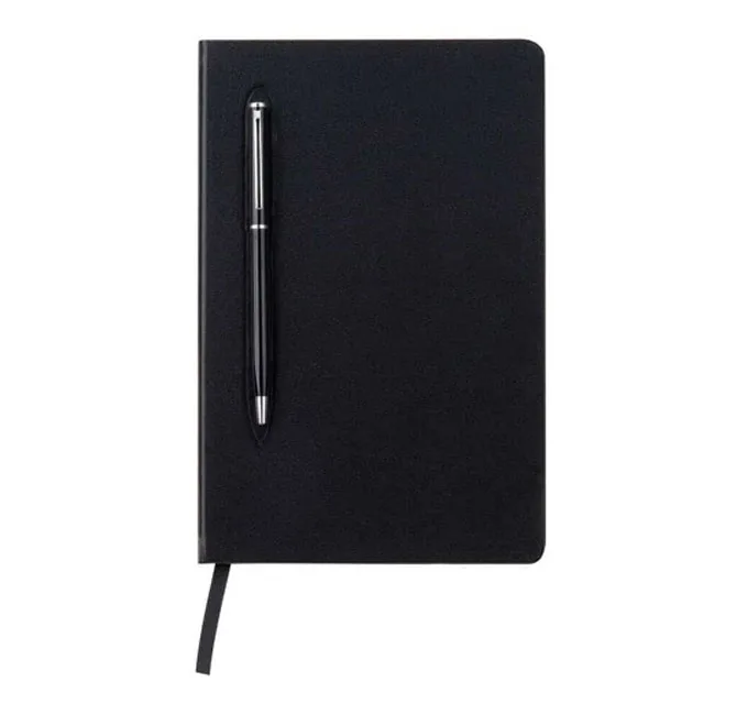 CAMPINA - Giftology A5 Hard Cover Notebook with Metal Pen - Black