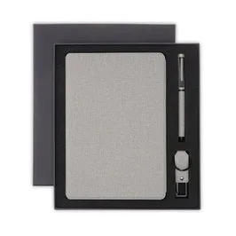 Lenzen - Change Zero Sustainable Gift Set With Refillable Notebook, Pen & Usb Keychain - Grey