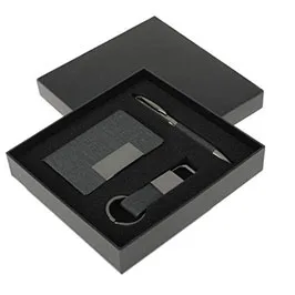 Silvan - Giftology Gift Set (card Holder, Key Chain And Pen) - Black