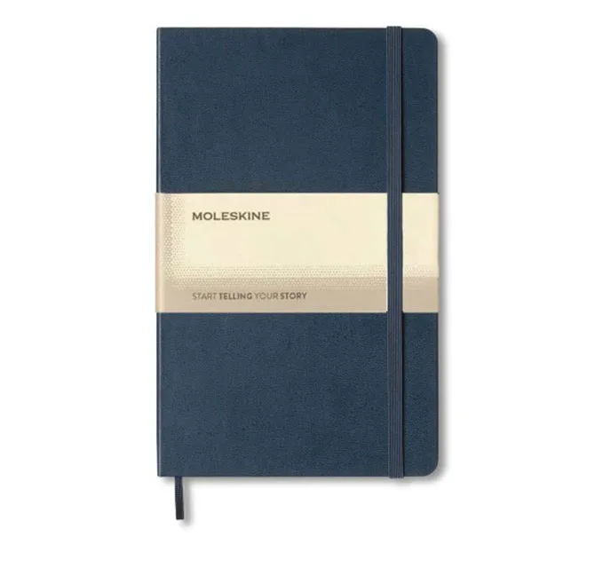 Moleskine Classic - دفتر كبير مسطر بغلاف صلب - أزرق ياقوتي