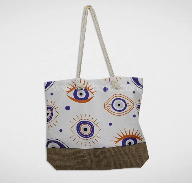 Evil Eye Print Beach Tote Bag