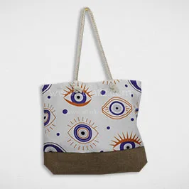 Evil Eye Print Beach Tote Bag