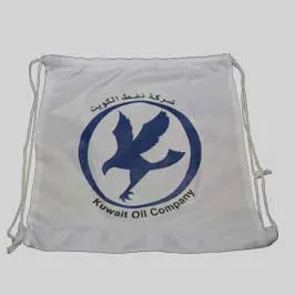 Parachute Drawstring Bag - White with Logo