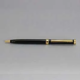 Ballpen Slim Black with Golden Edges