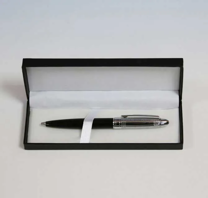 Black Pen with Silver Cap with Box
