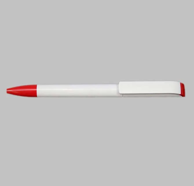 Plastic Pen White Body with Red Clip & Tip