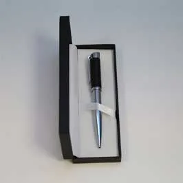 Silver Pen with Black Cap - with Box