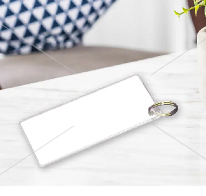 White Rectangular Keychain for Printing