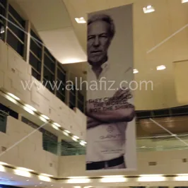 Ceiling banners with corporate message