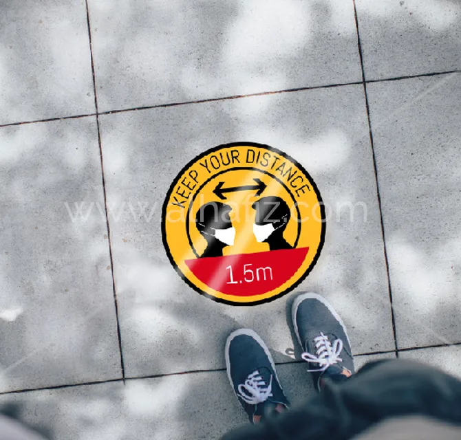 Social Distancing Printed Floor Sticker Multicolor
