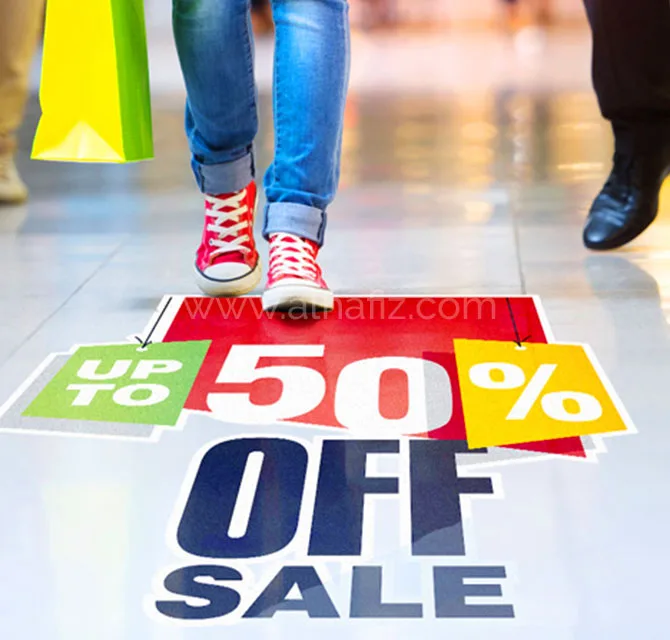 Sale Promotion Floor Graphic – 50% Off
