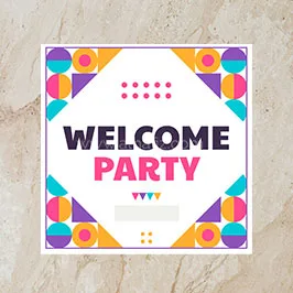 Square Welcome Party Floor Sticker