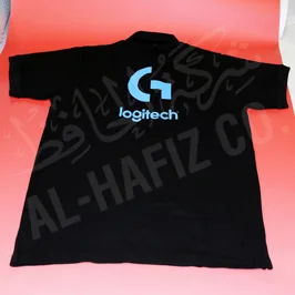 تي شيرت أسود بالشعار بطباعة السلك سكرين