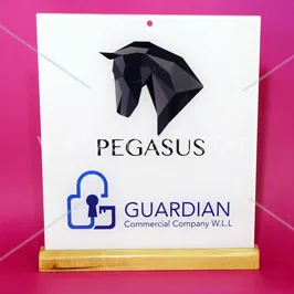 Acrylic Logo Plaque with Wooden Base