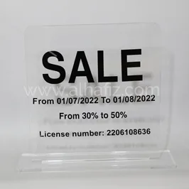 Acrylic Sale Notice Stand