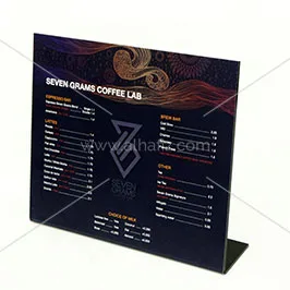 Black L-Shaped Acrylic Menu Stand