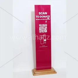 Scan to Donate QR Stand with Wooden Base