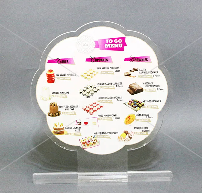 Shaped Acrylic Menu Stand