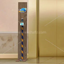 Hand Sanitizer Stand with Hazard Stripe Design